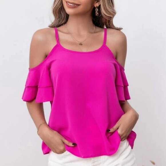 Vacay Vibes Cold Shoulder Blouse pink - Picture 4 of 6